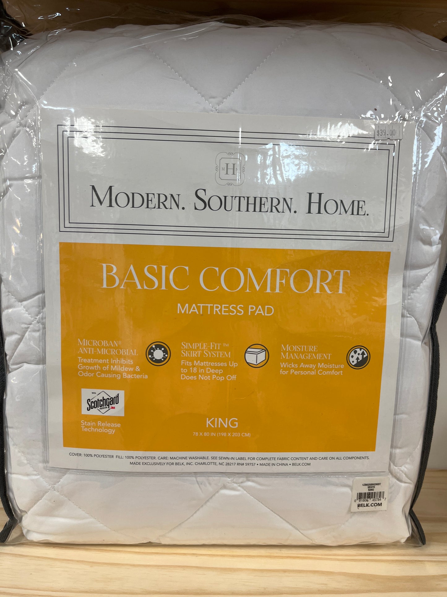 Modern Southern Home White Essentials Basic Comfort Mattress Pad - King