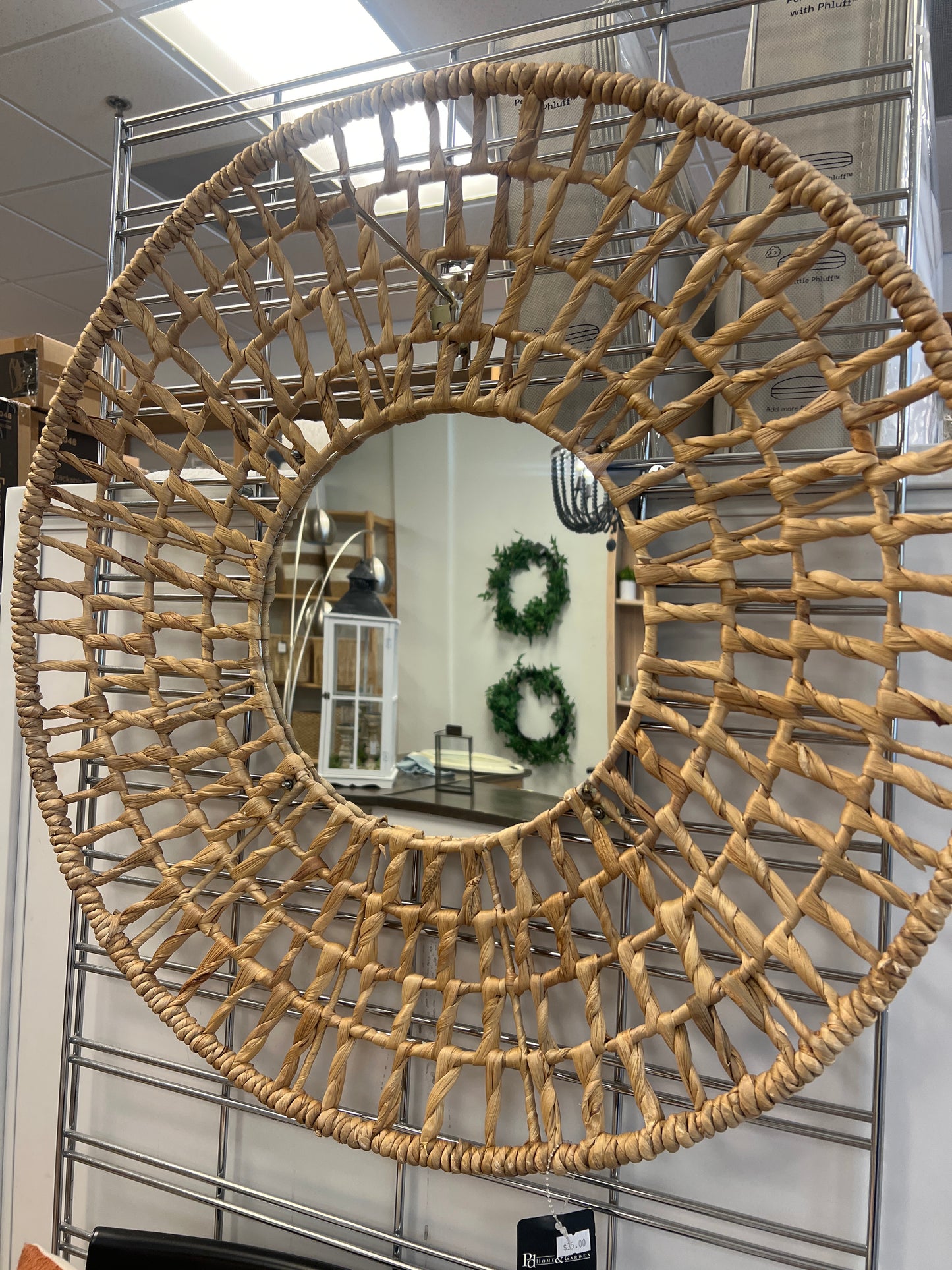 Round Rattan Mirror
