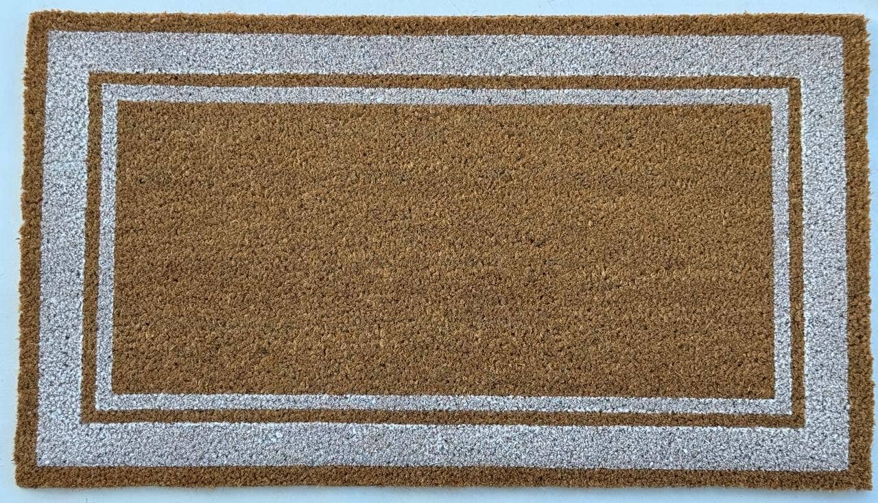 KAF Home Durable Natural Coir Doormats - 17" x 30": White Border