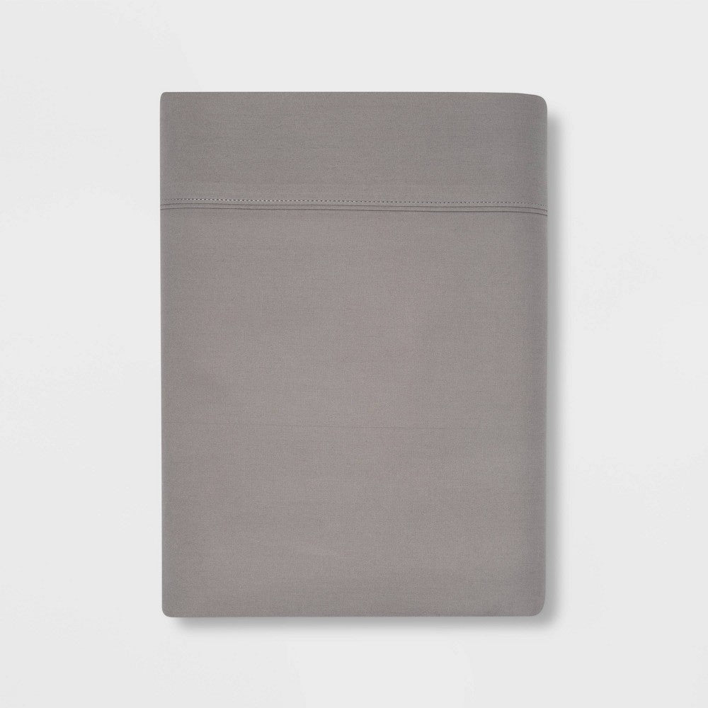 Queen 300 Thread Count Ultra Soft Flat Sheet Gray - Threshold
