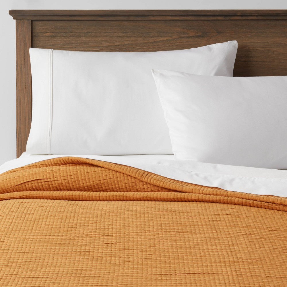 Full/Queen Double Cloth Quilt Mustard - Threshold