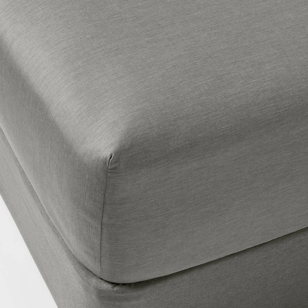 Queen Easy Care Cotton Blend Sateen Fitted Sheet Gray - Room Essentials