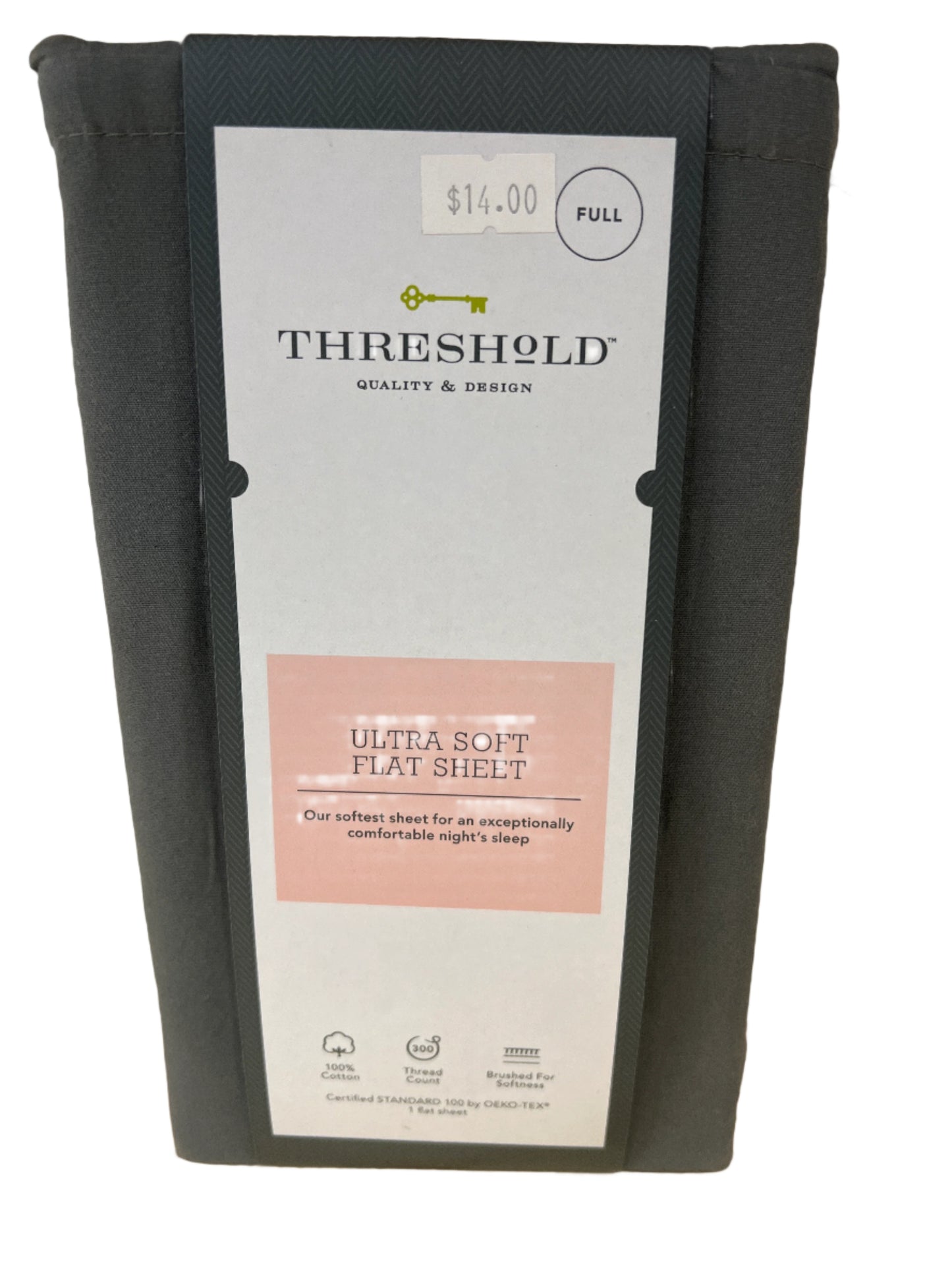 Full Ultra Soft Flat Sheet Grey 300 Thread Count - Threshold