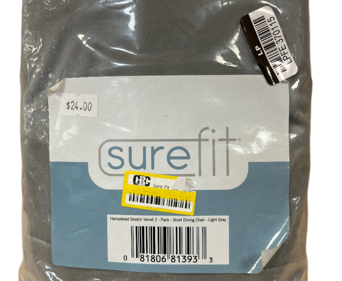 Sure Fit Box Cushion Dining Chair Slipcover Polyester in Gray 42 H X 18 W