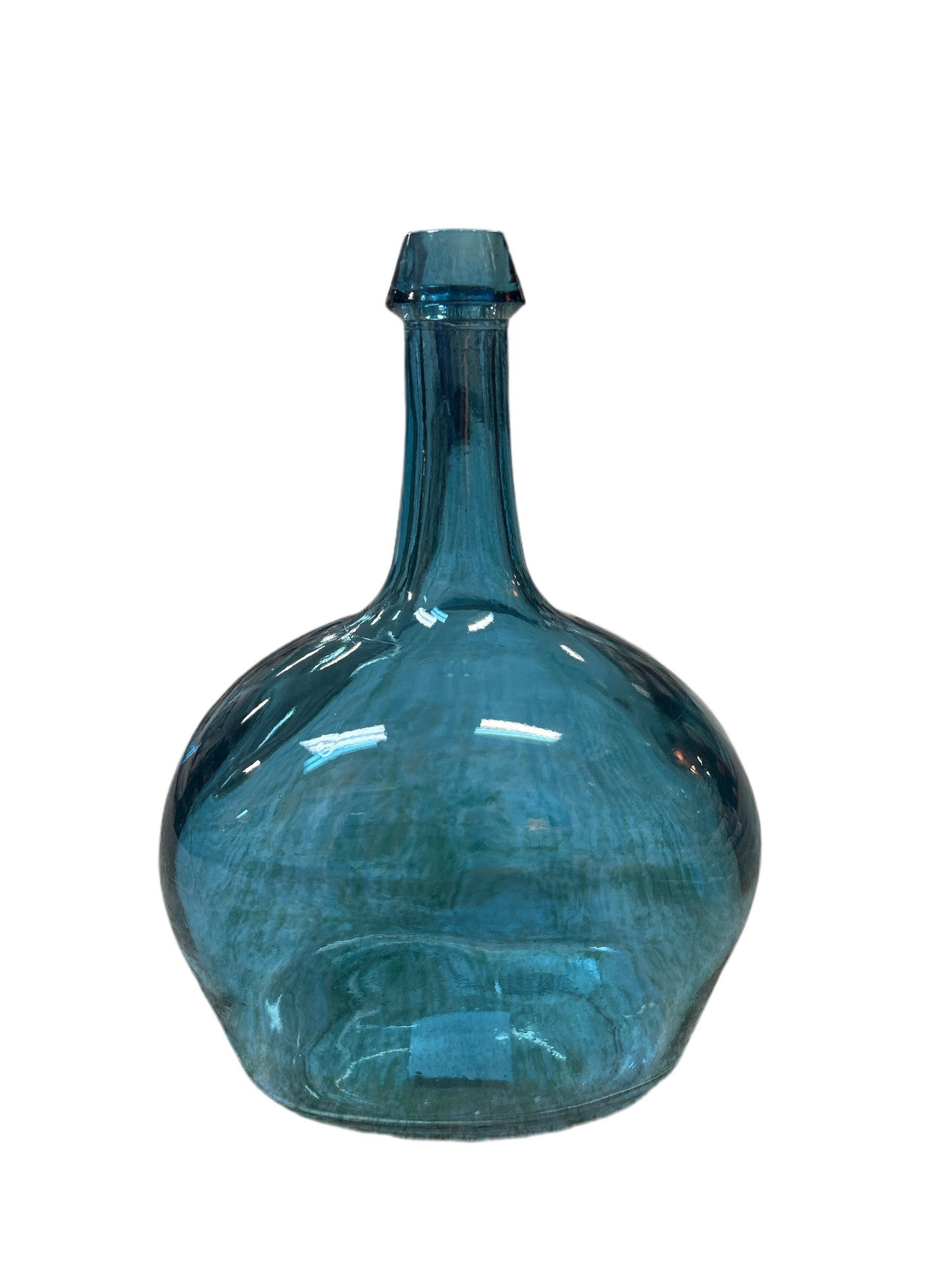 Blue Bottleneck Glass Vase