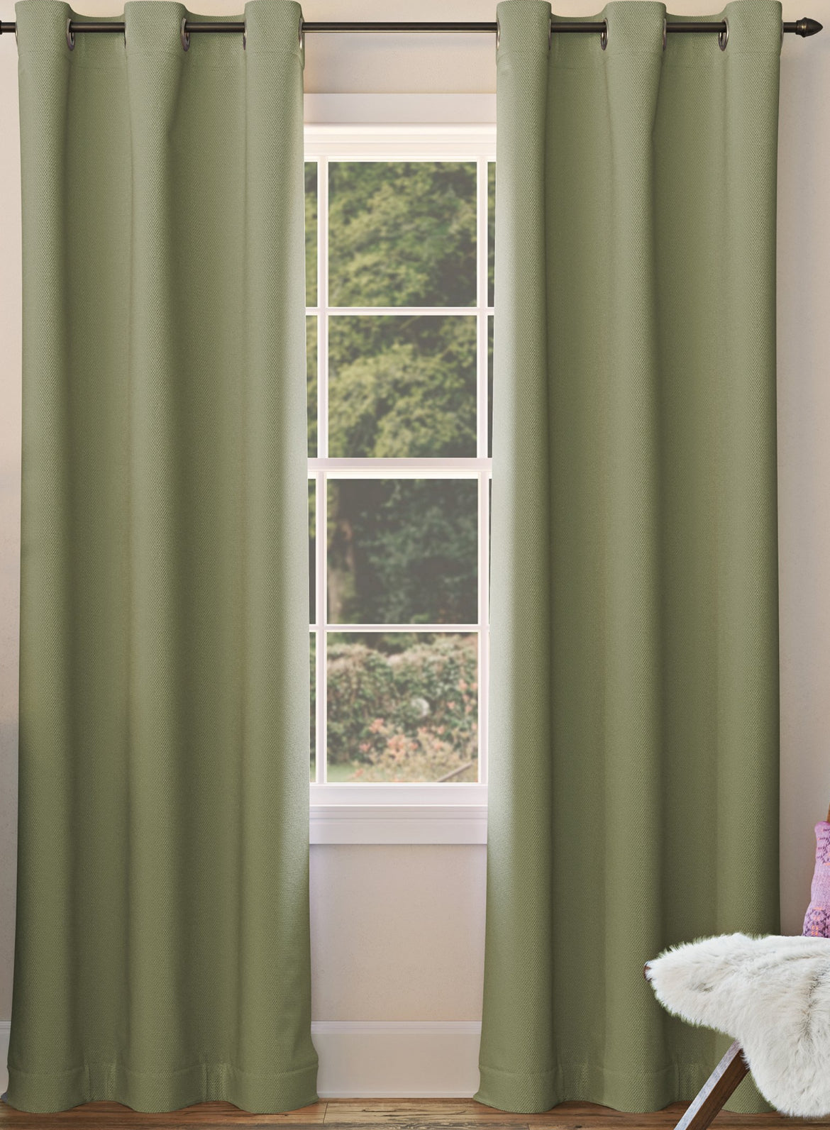 40” x 63” Sun Zero Sage Green Curtains - Grommet / Blackout (2 panels)