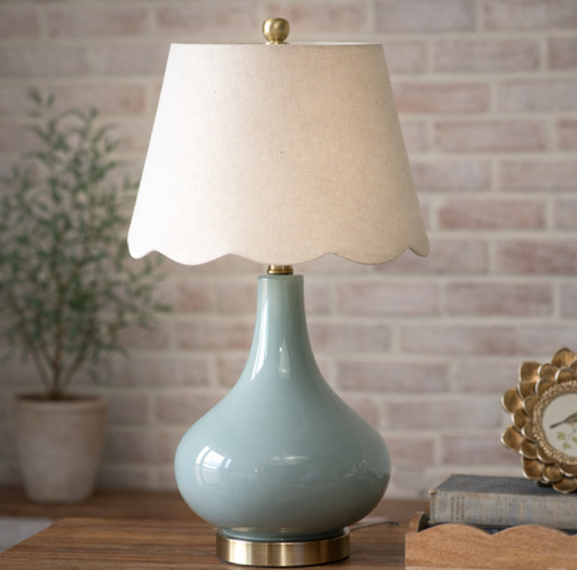 22.5" Pale Green Glass Table Lamp