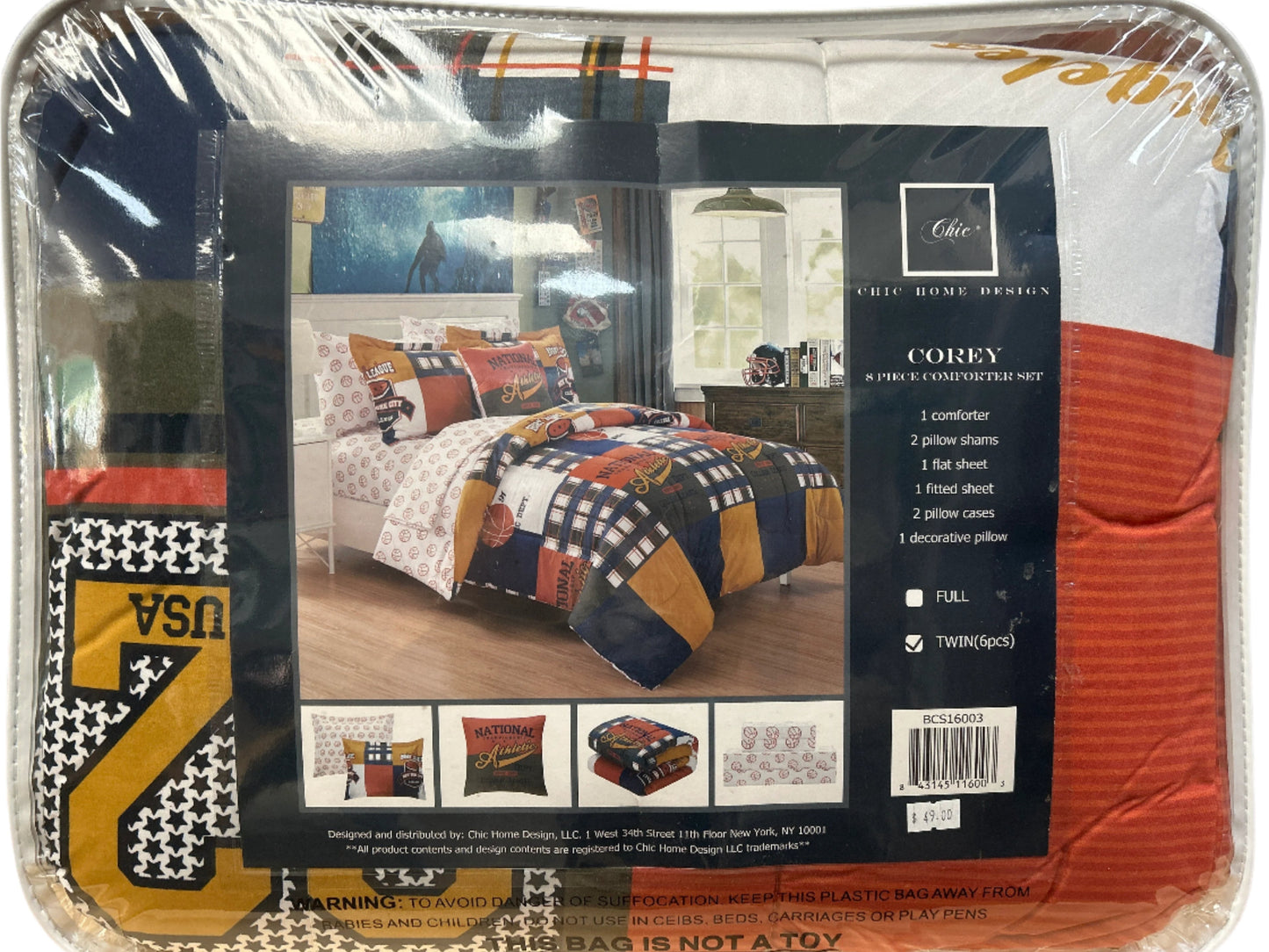 Back to School Reversible Comforter Set & Sheet Set - Navy Twin