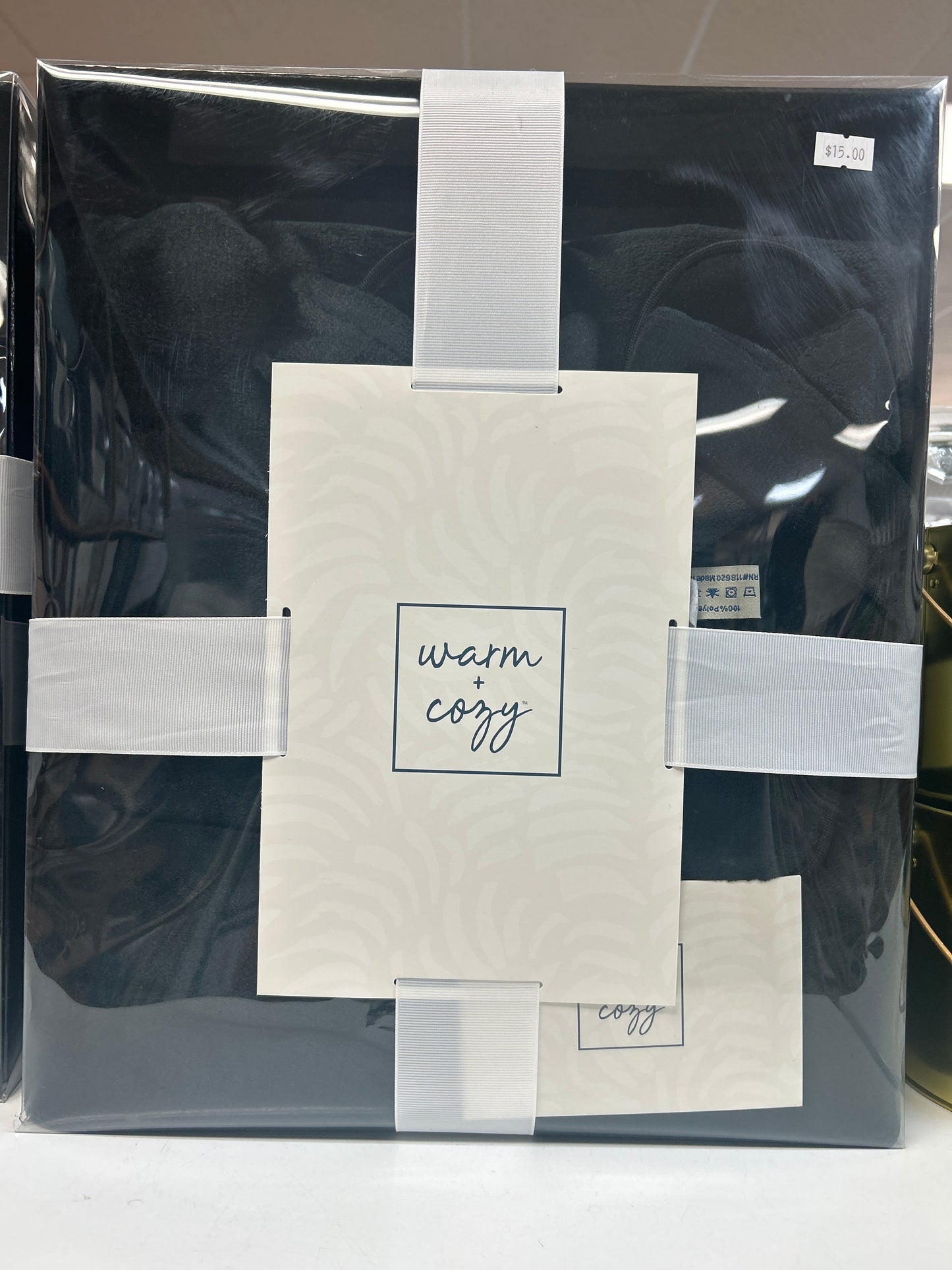 Warm & Cozy Throw & Slipper Set with Gift Box - BLACK