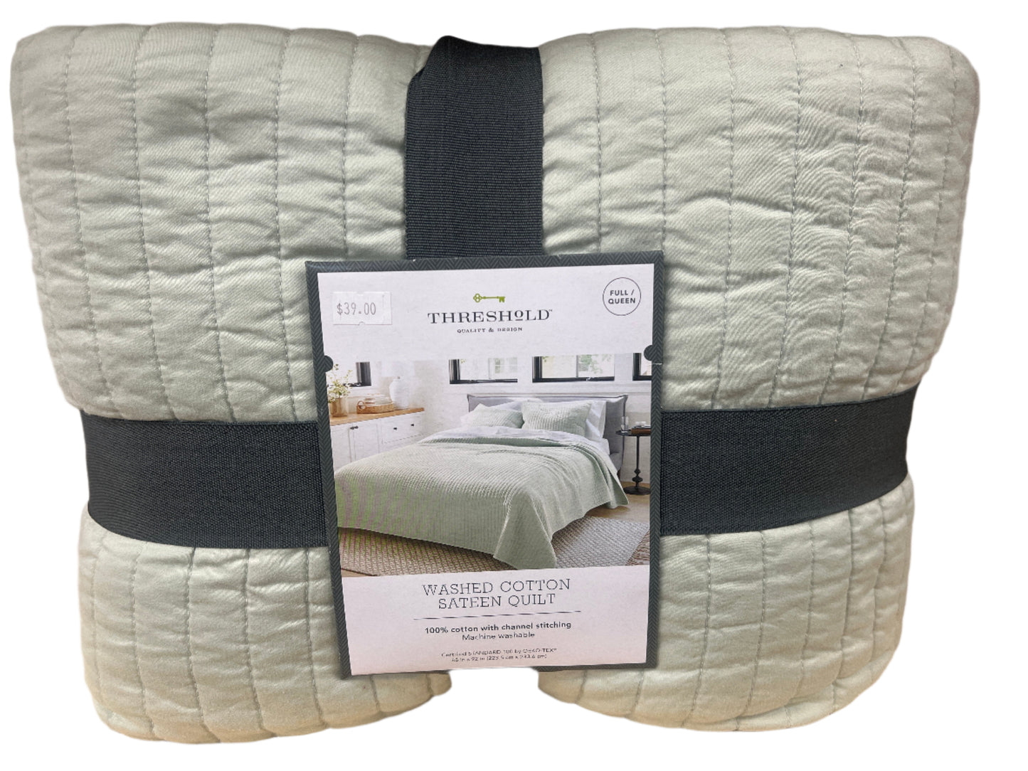 Full/Queen Washed Cotton Sateen Quilt Sage - Threshold