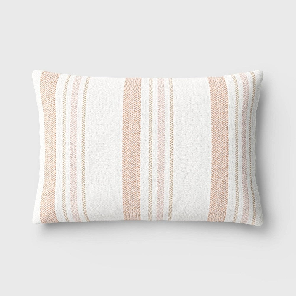 Textured Yarn Dyed Cotton Terracotta Lumbar Throw Pillow - Room Essentials