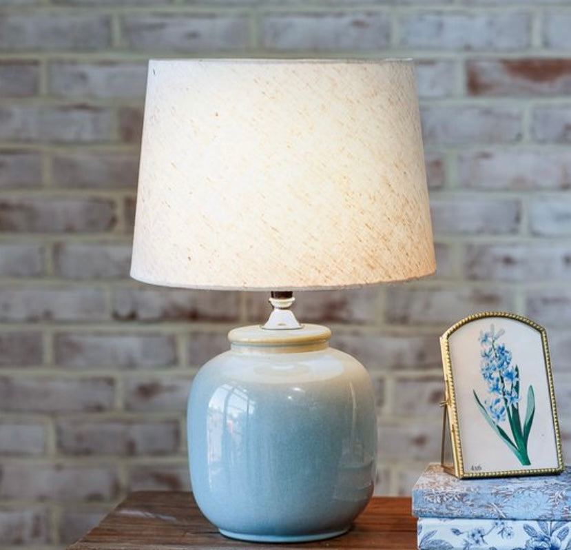 18" Slate Blue Ceramic Lamp