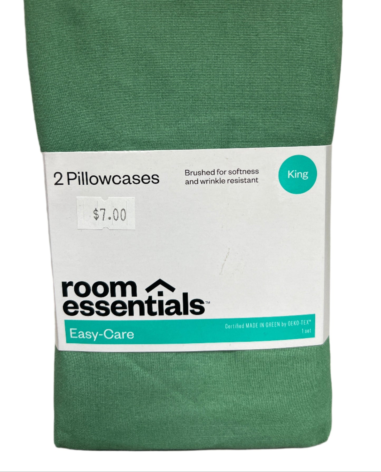 King Easy Care Solid Pillowcase Set Green - Room Essentials