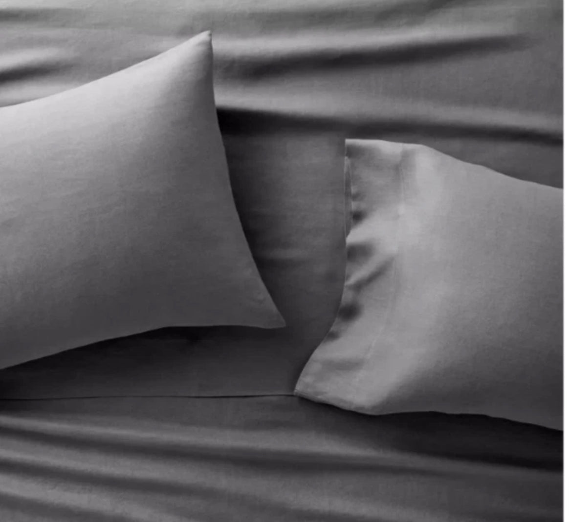 King 100% Washed Hemp Solid Sheet Set Metal Gray - Casaluna