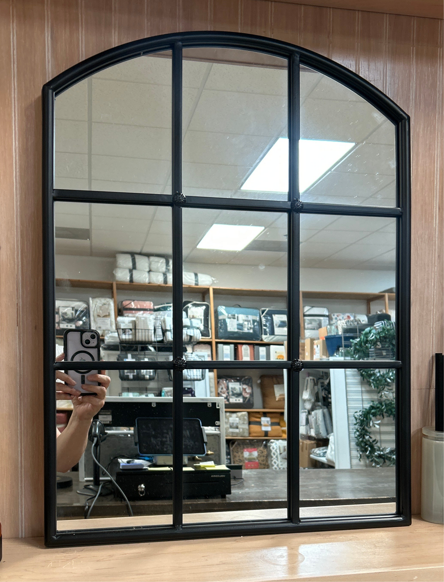 Black Metal Window Pane Mirror - 18”x24”