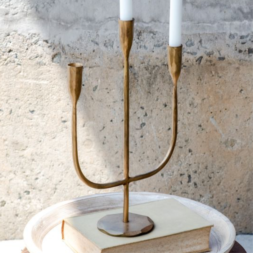 15.75" Gold 3 Arm Candelabra
