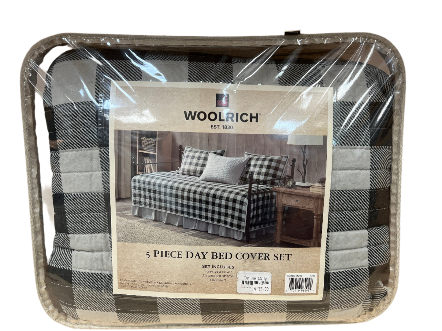 Woolrich Buffalo Check 5-piece Daybed Coverlet Set - Grey