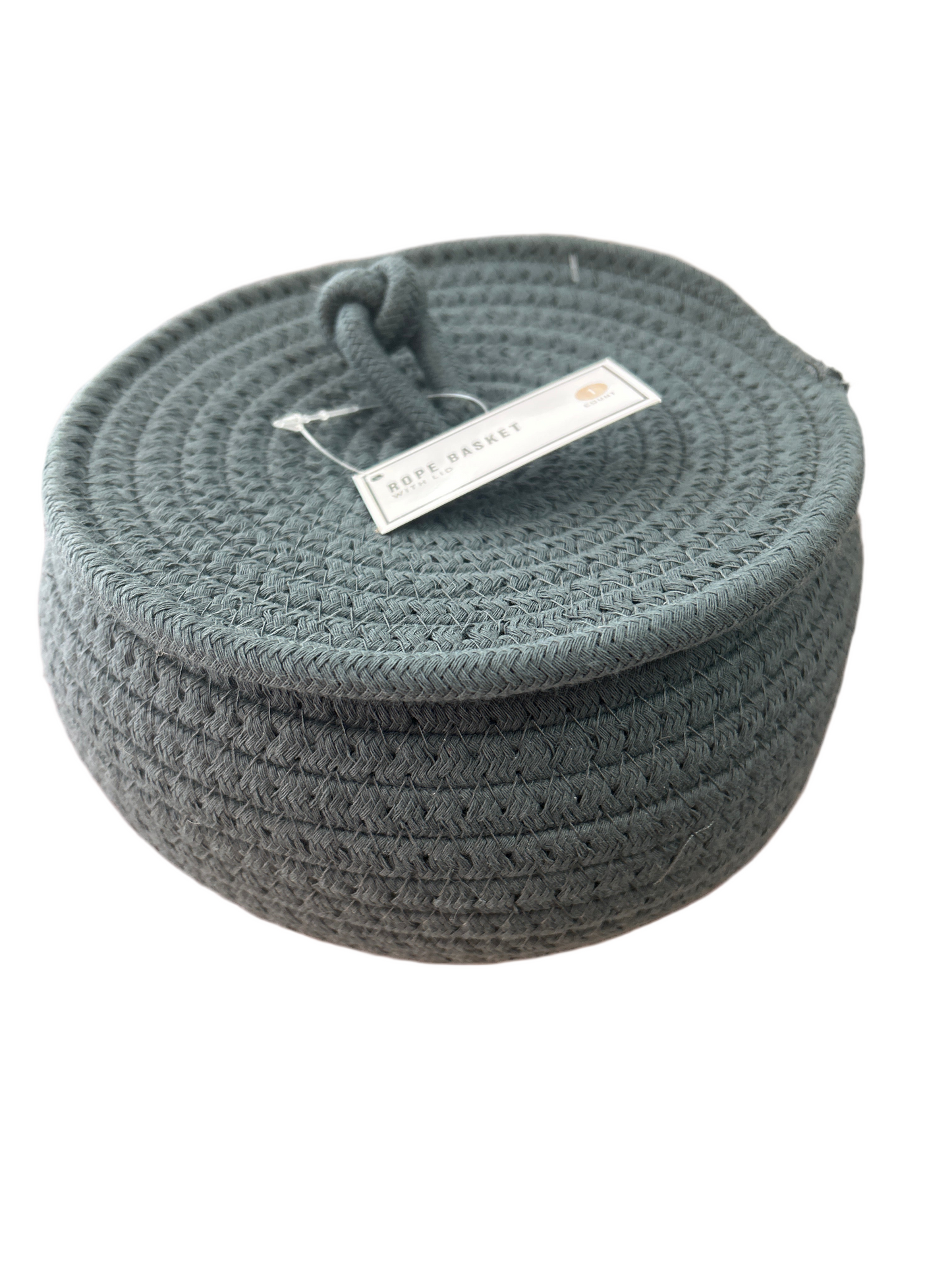 Rope Basket with Lid - Grey