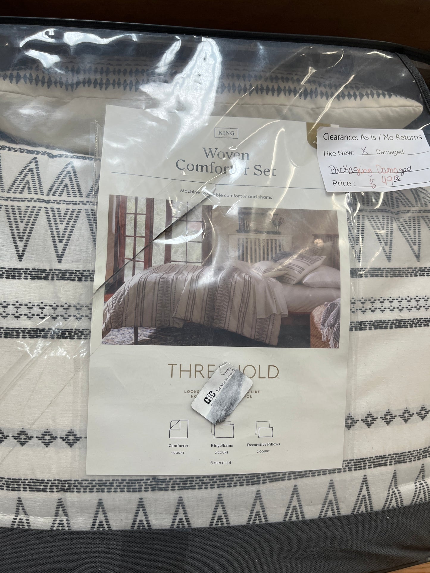 King Woven Comforter Set As Is
