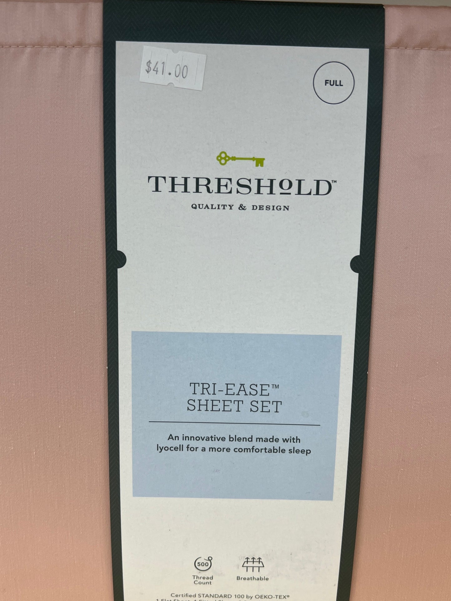 Full 500 Thread Count Tri-Ease Solid Sheet Set Blush - Threshold