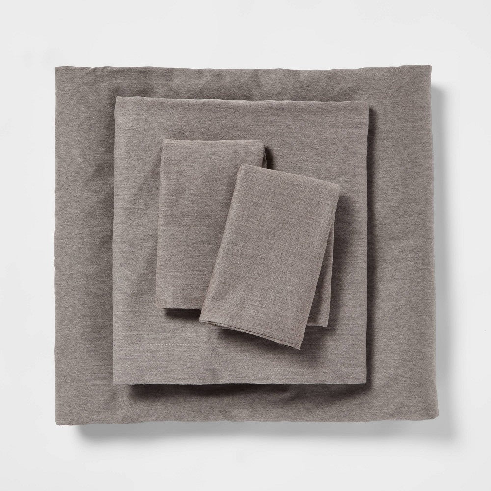Twin/Twin XL Easy Care Cotton Blend Sateen Sheet Set Heather Gray - Room Essentials