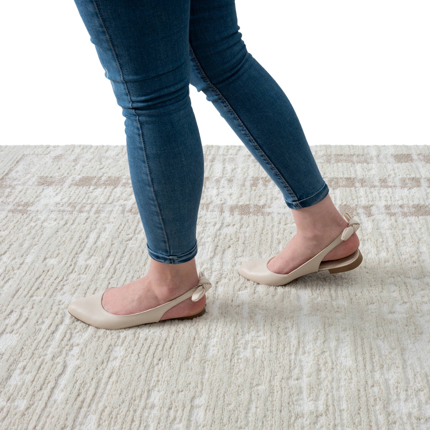 Abani Viva Neutral Cream Beige Art Deco Area Rug: 6' x 9'