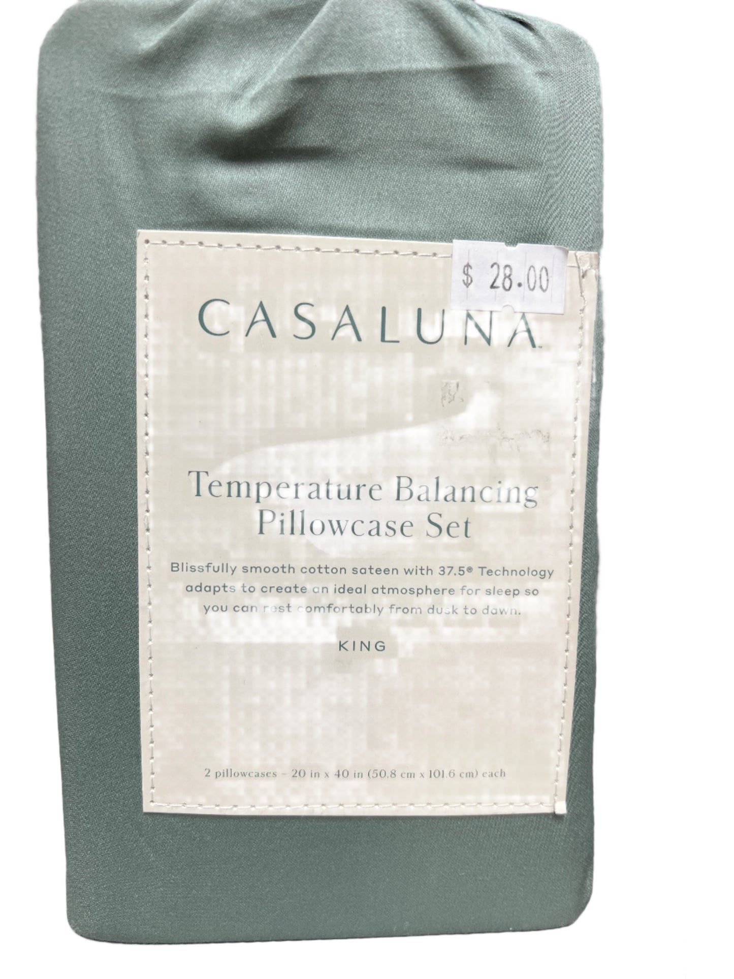 King 300 Thread Count Temperature Regulating Solid Pillowcase Set - Casaluna