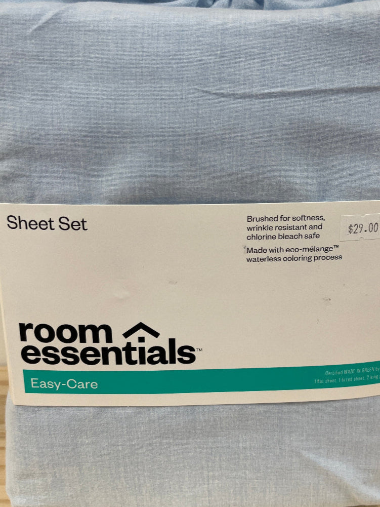 King Easy Care Solid Sheet Set Light Blue - Room Essentials