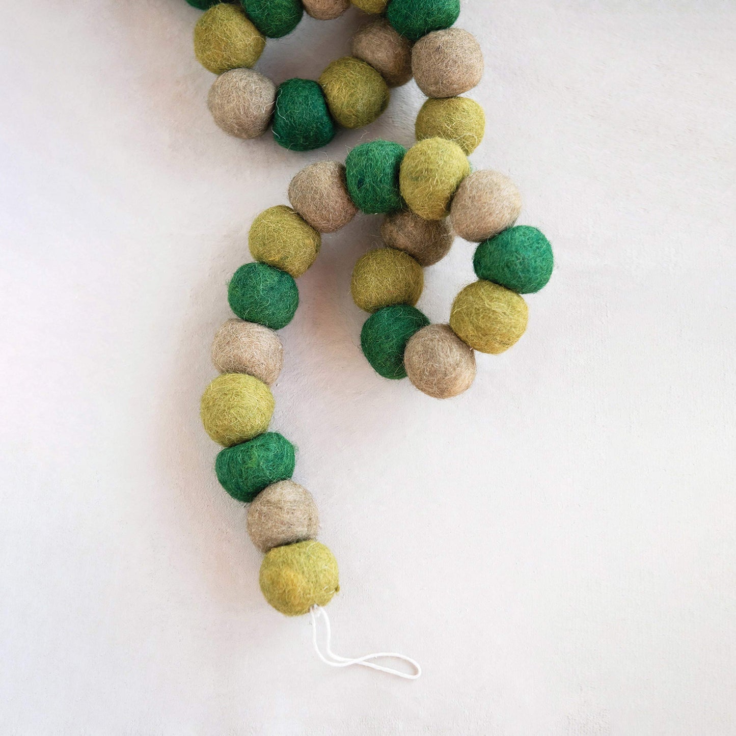 72” Green Wool Felt Ball Garland