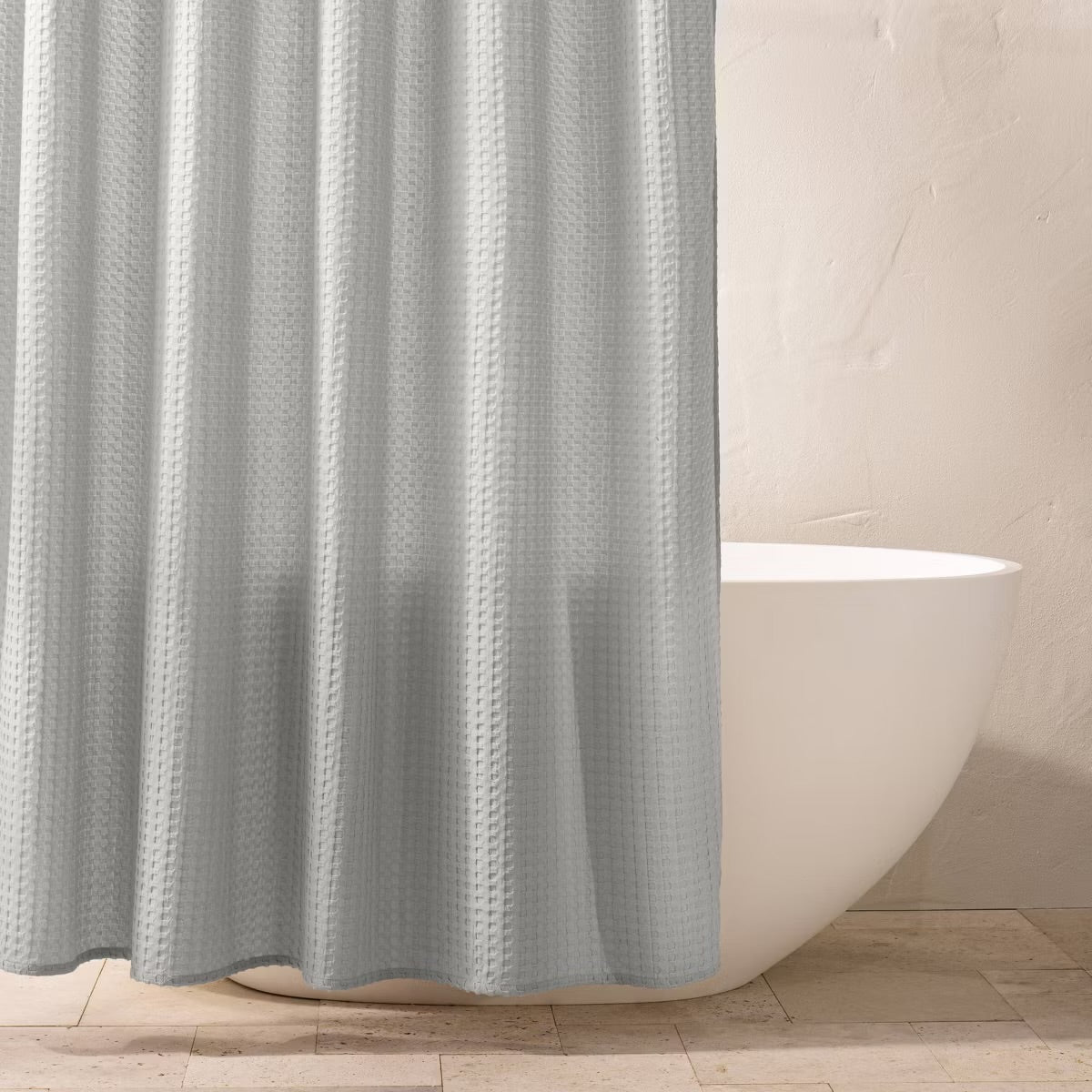 Light Gray Waffle Shower Curtain - Casaluna
