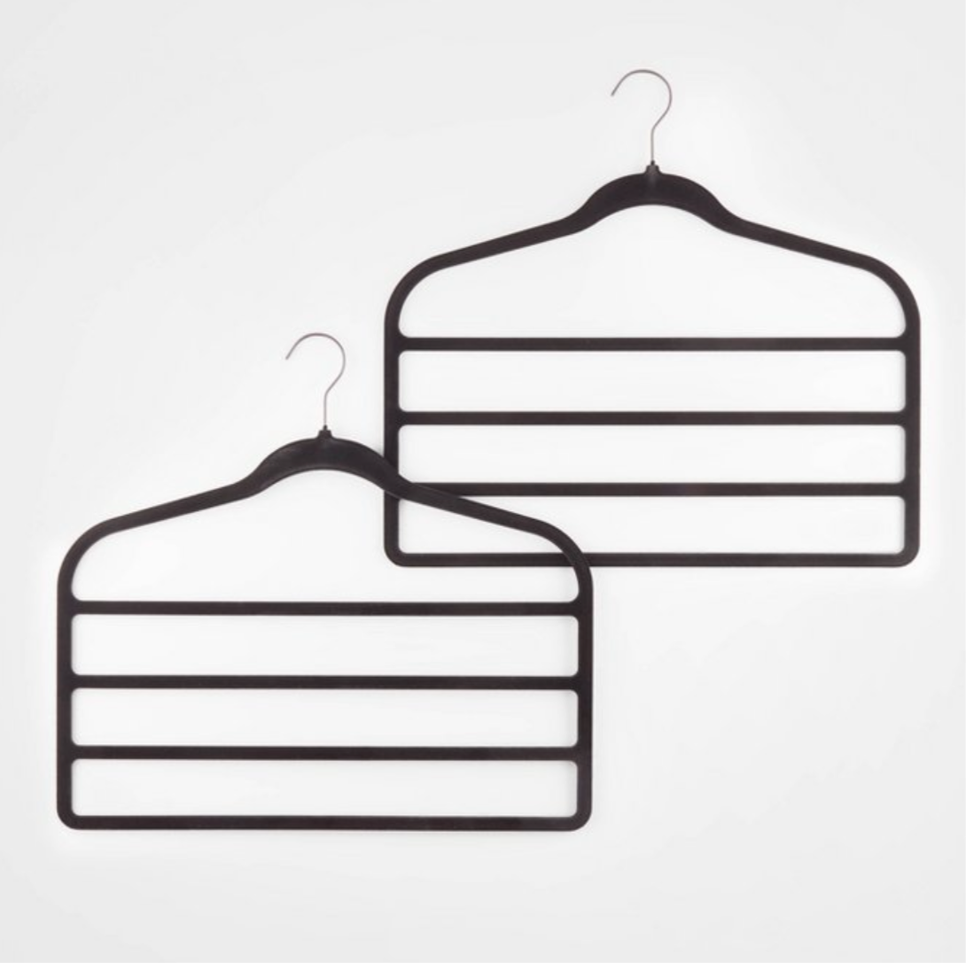 2pk 4 Bar Flocked Hangers Black - Made By Design