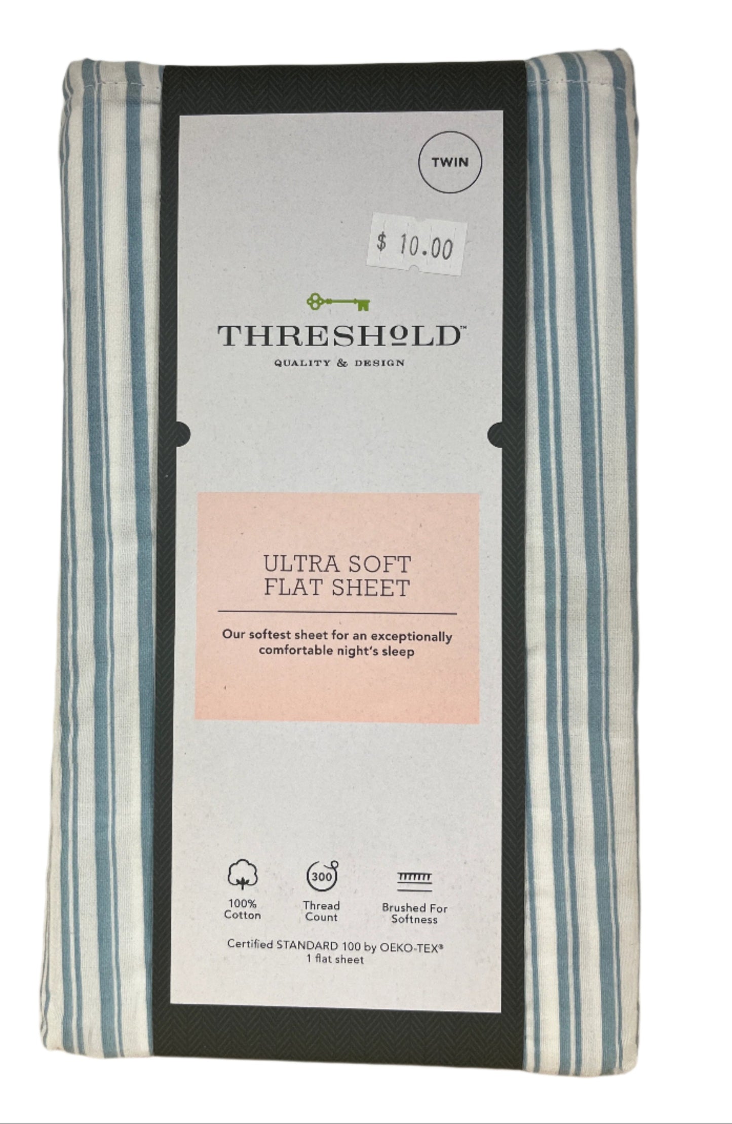 Twin 300 TC Striped Ultra Soft Flat Sheet - Threshold