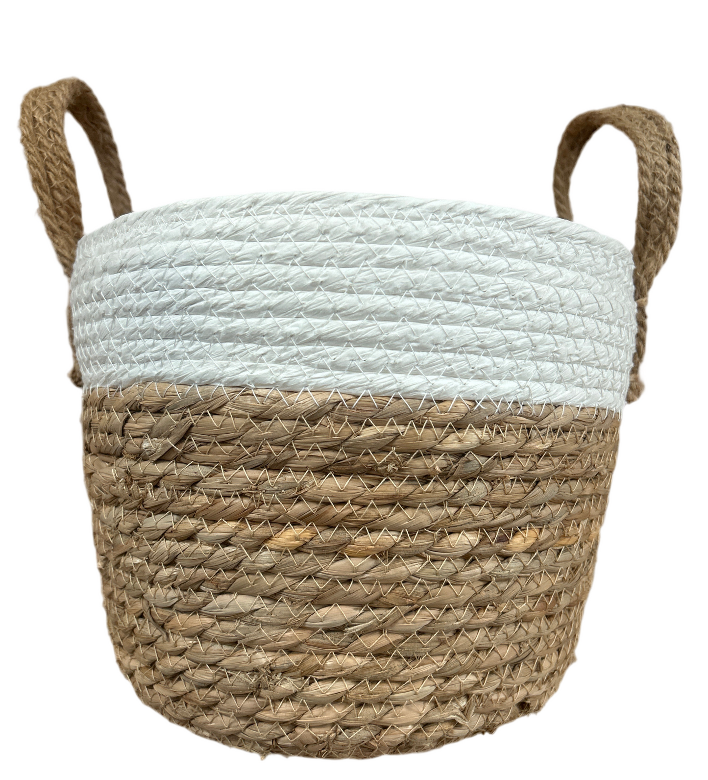 Small Tall Cream Basket with Handles