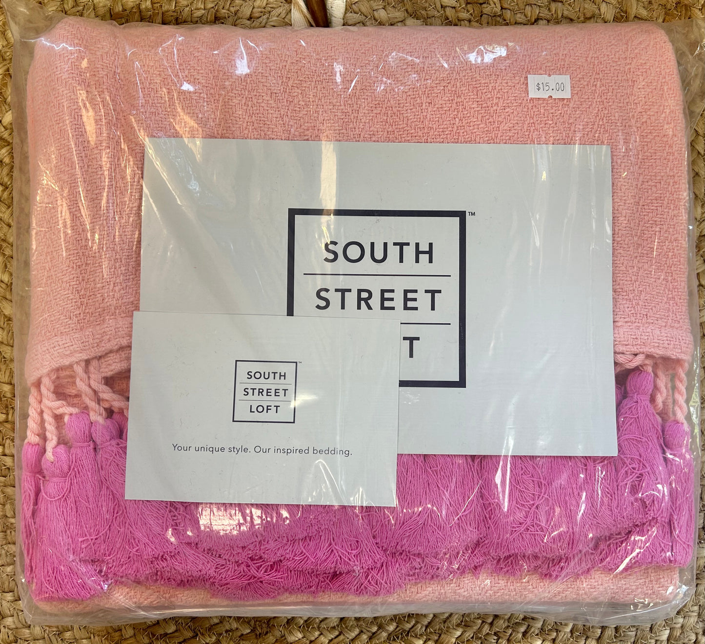 Bright Throw Pink & Salmon with Tassels