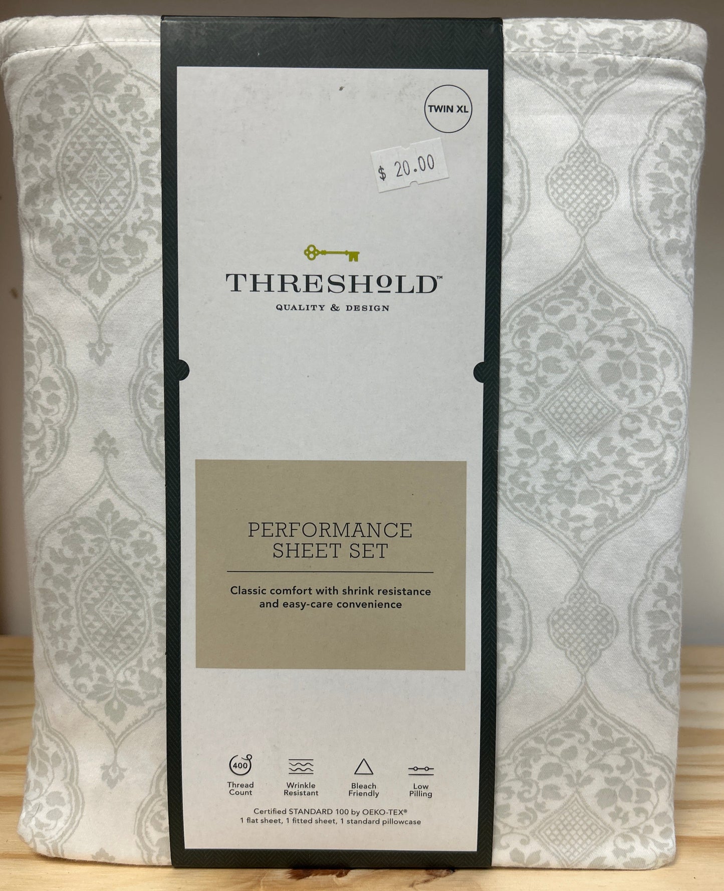 Twin XL 400 Thread Count Printed Pattern Performance Sheet Set - Threshold