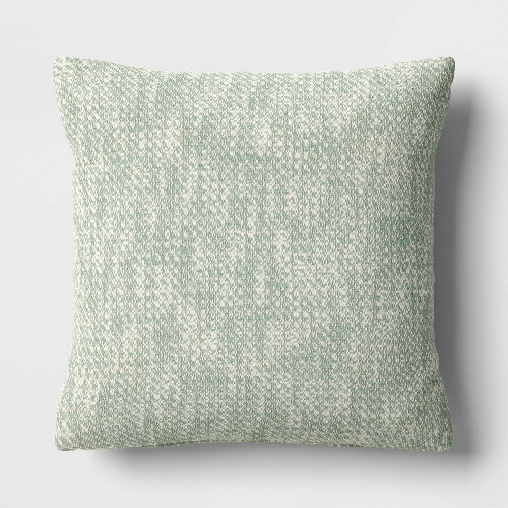 Textured Woven Cotton Square Throw Pillow Green - Room Essentials