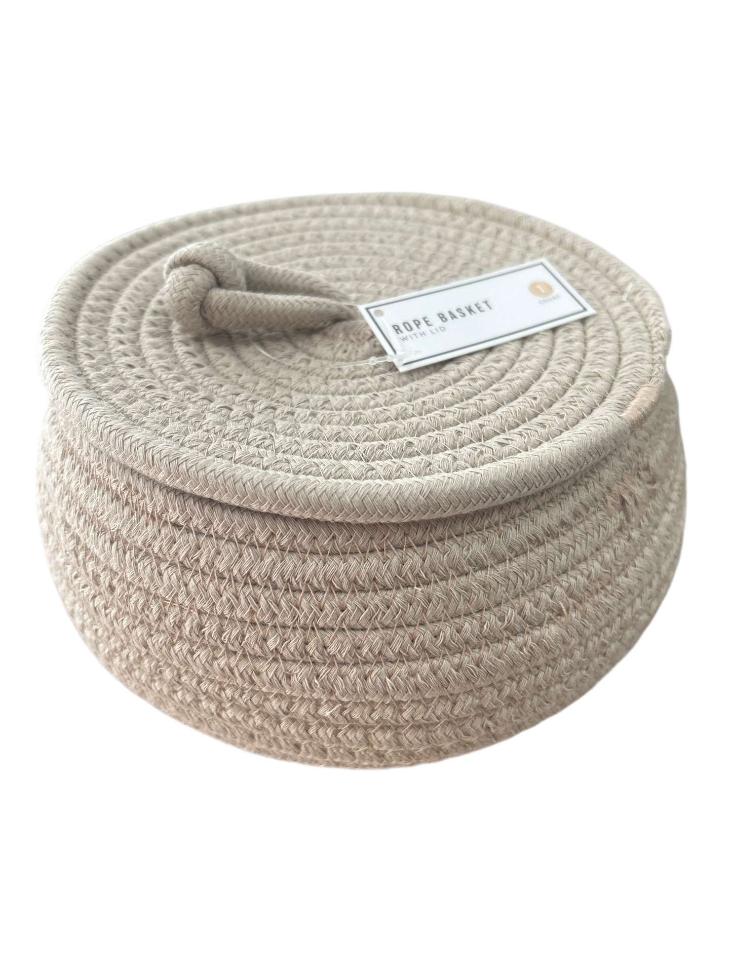 Lidded Rope Basket - Tan