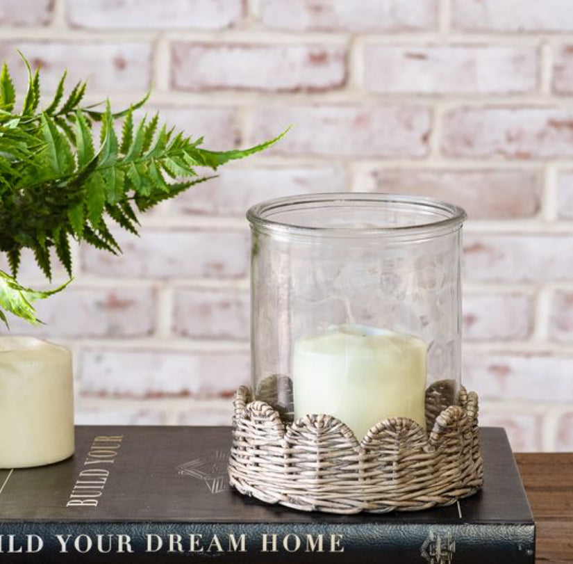6.3" Willow Base Glass Candle Holder