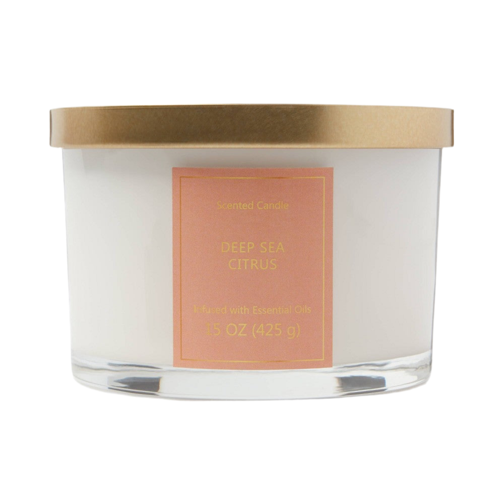 Deep Sea Citrus 15oz Gold Lidded Glass Jar 3 Wicks - Opalhouse