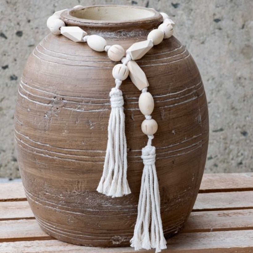 36' Natural Beads W/Tassle