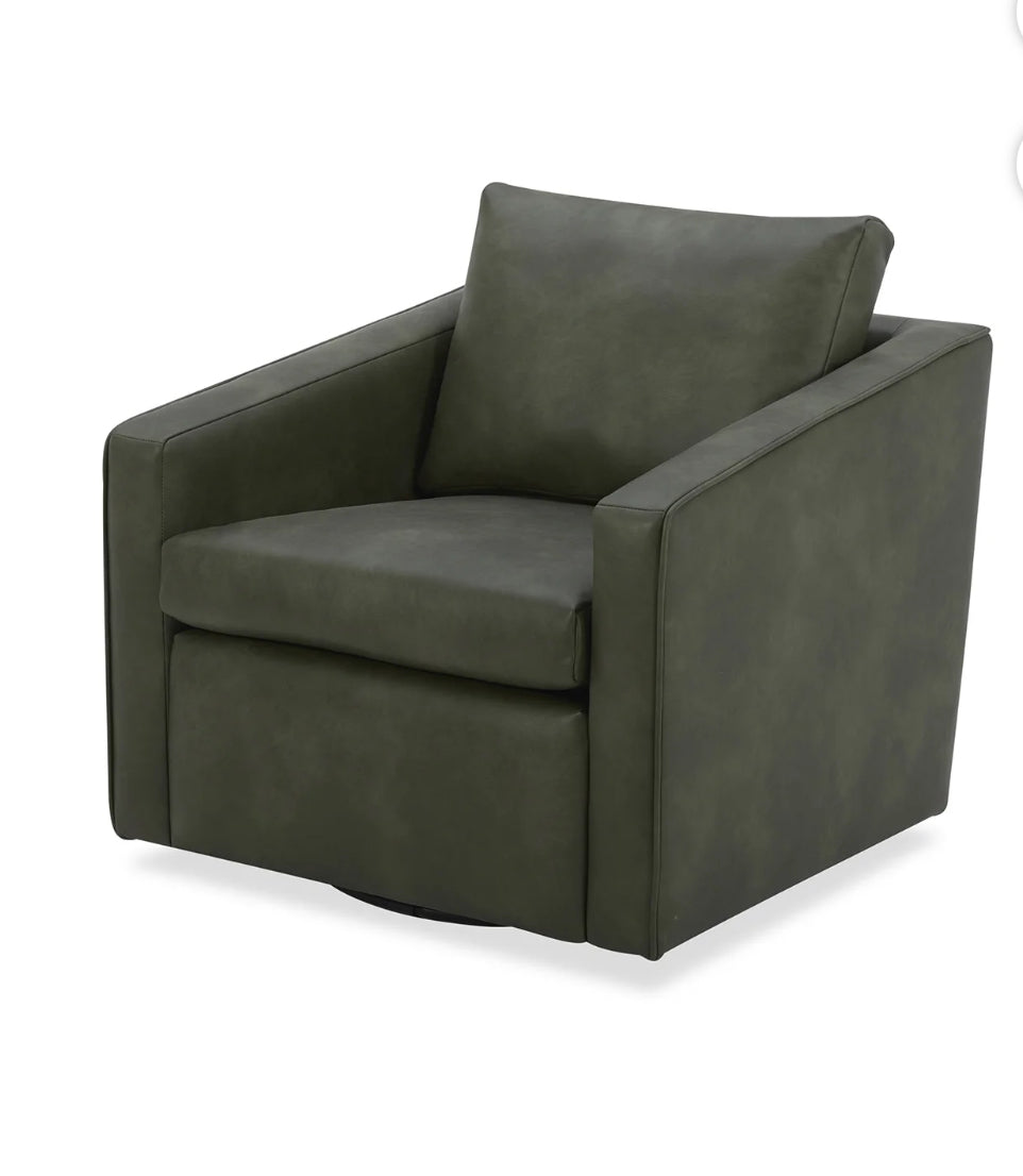 Better Homes & Gardens Steele Swivel Accent Chair, Olive Faux Leather