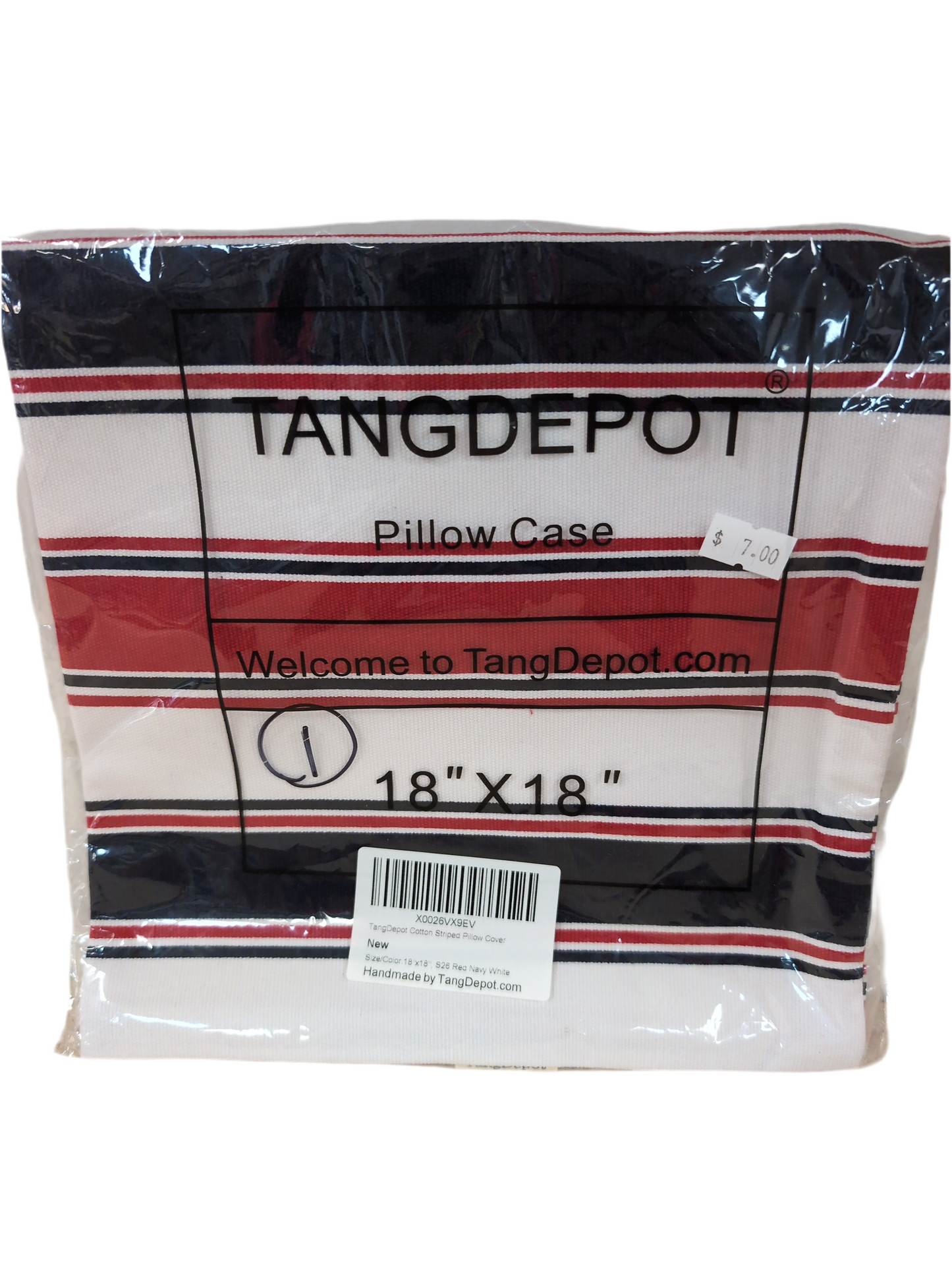 Tang Depot Pillow Sham - 18"x18" - Nautical Stripe Red/White/Blue