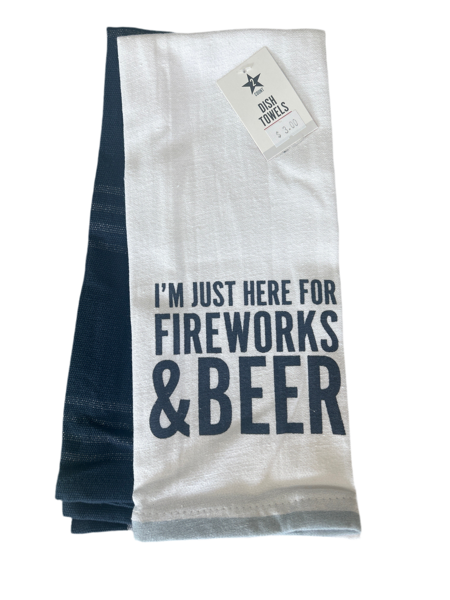 Hand Towels Fireworks & Beer & Blue Plaid Set of 2
