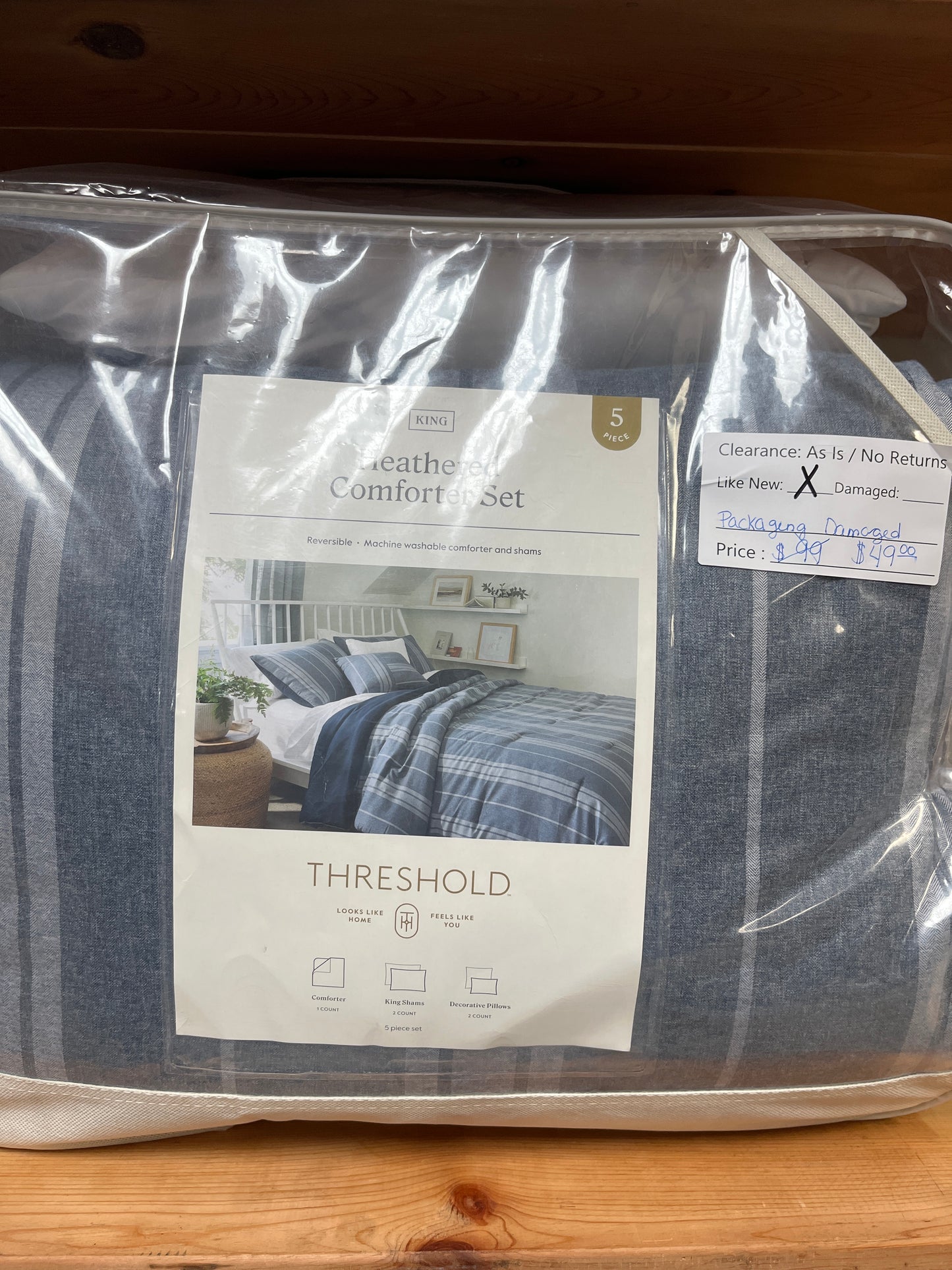 King Heathered Comforter Set As Is