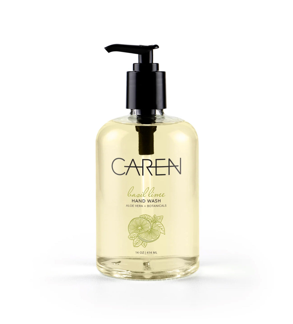 Caren Hand Wash - Basil Lime - 14 oz Glass Bottle