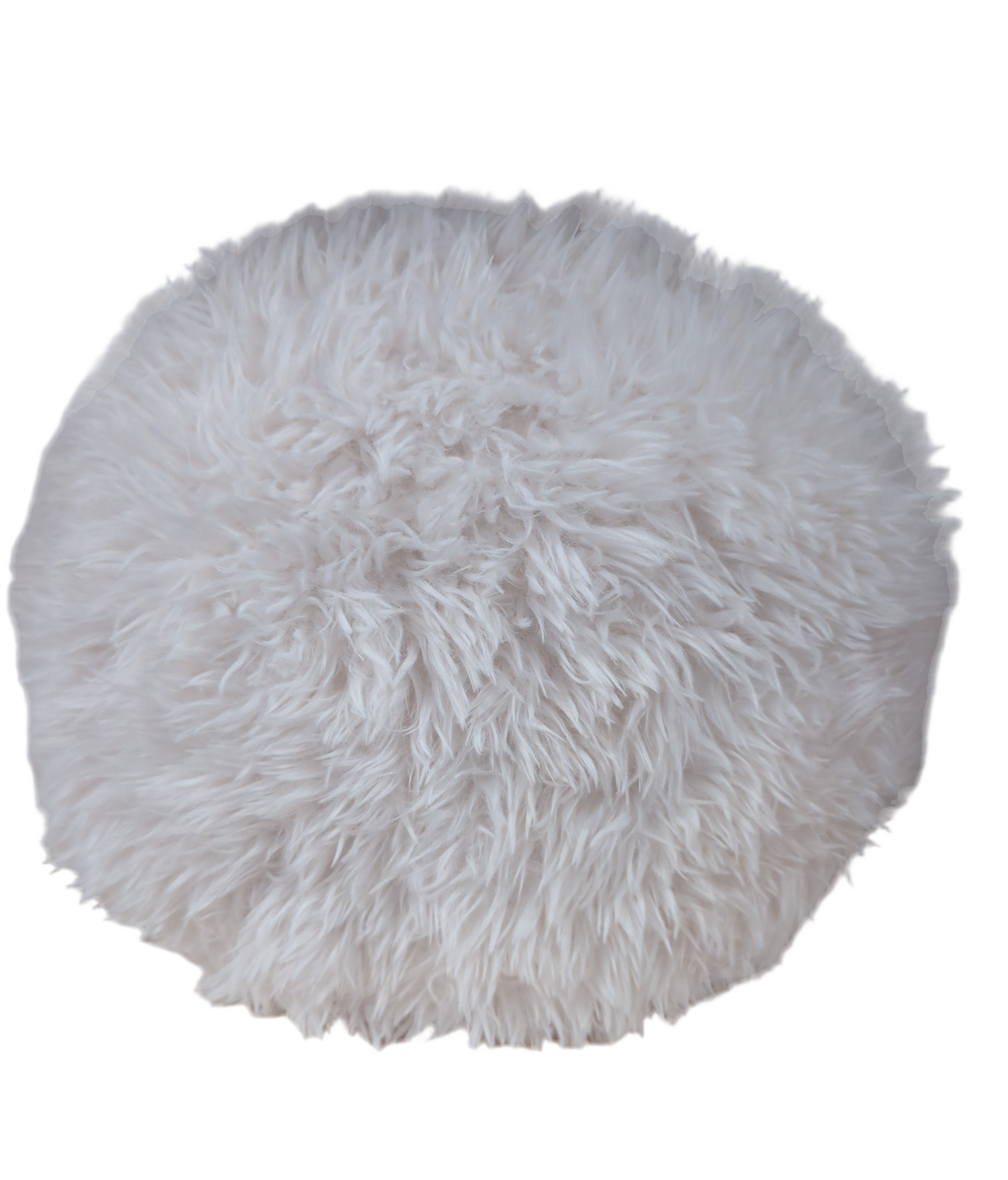 Long Faux Fur Round Christmas Throw Pillow Ivory - Threshold