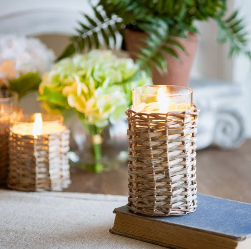*INNER* 6" LED Glass/Wicker Candle