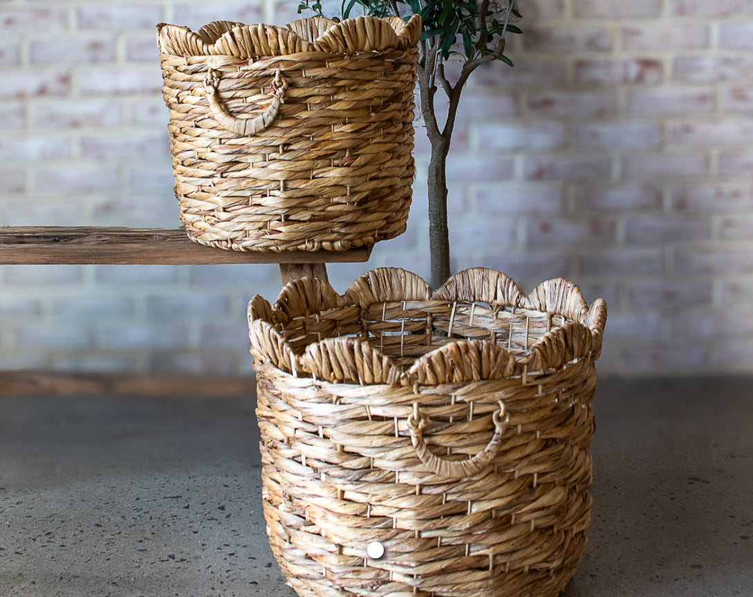 Petal Top Water Hyacinth Basket