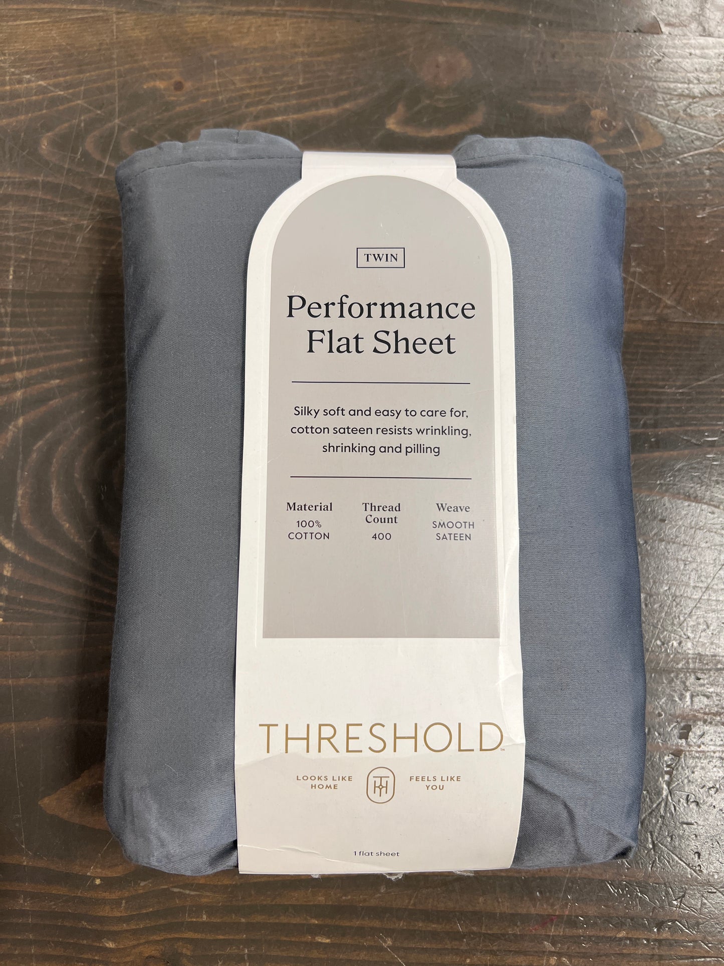 As Is Twin 400 Thread Count Performance Flat Sheet Dark Gray - Threshold