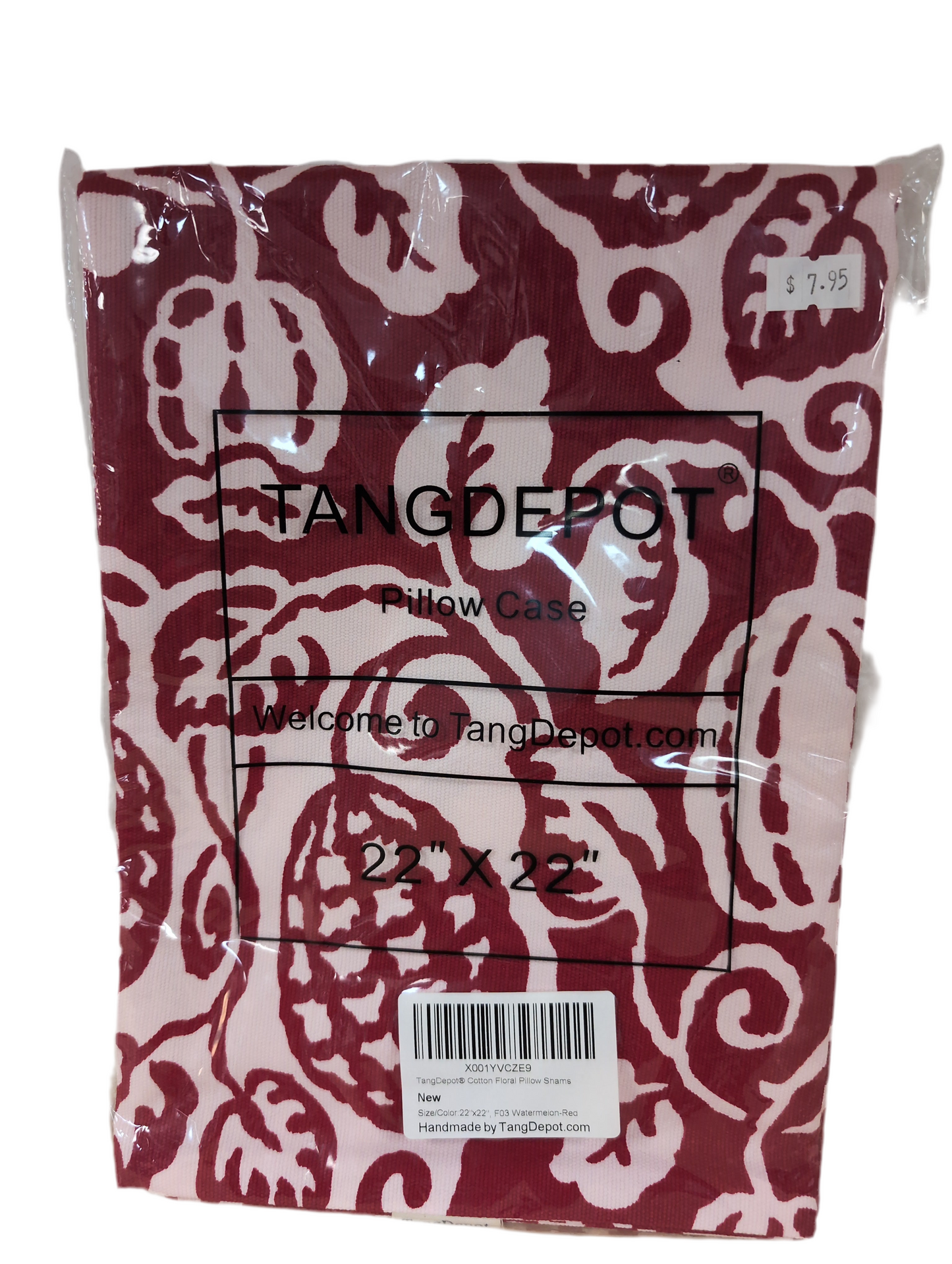 Tang Depot Pillow Sham - 22"x22" - Burgundy / Cream